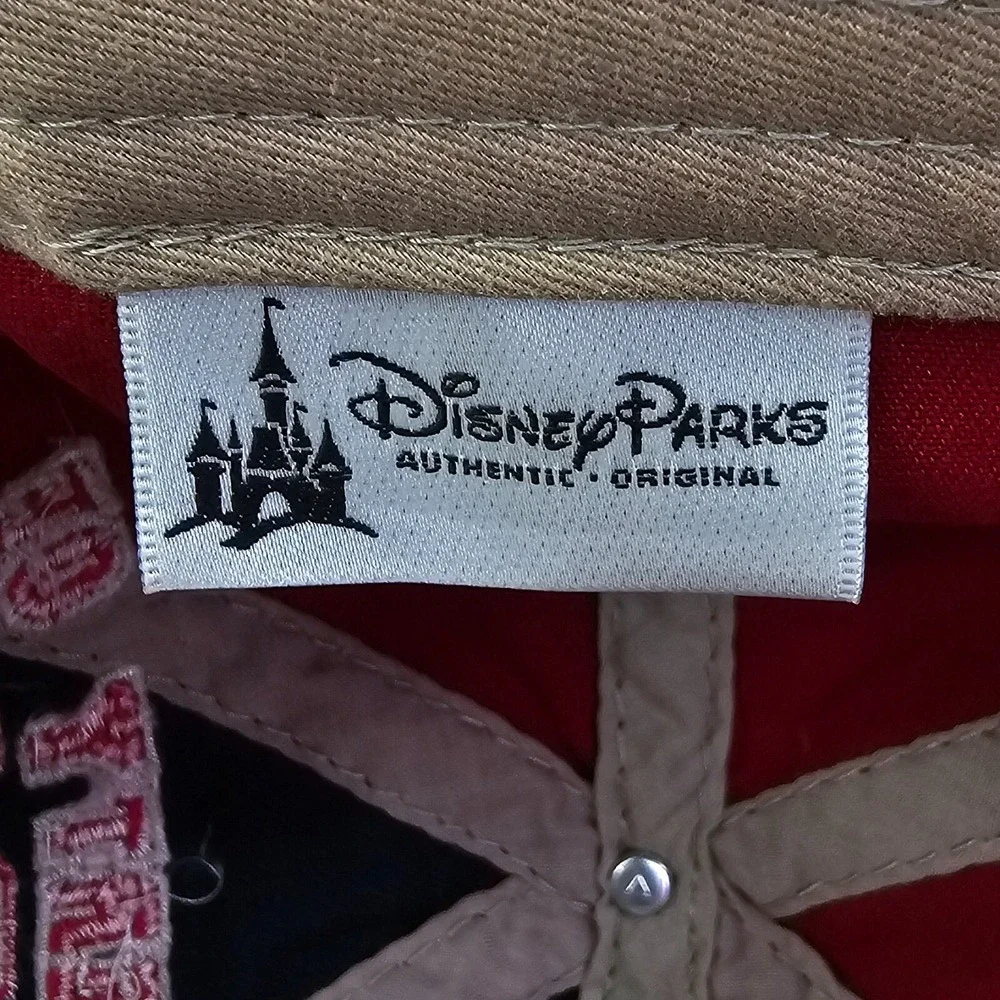 Disney Parks Mens Walt Disney World Distressed Baseball Cap Navy‎ Red Adjustable